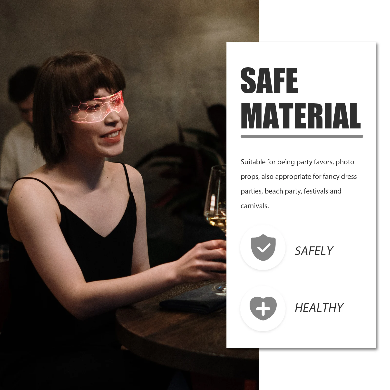 Lunettes lumineuses LED, 2 pièces, accessoires de danse, accessoires de mode, fournitures de lunettes lumineuses d'halloween, décorations de fête