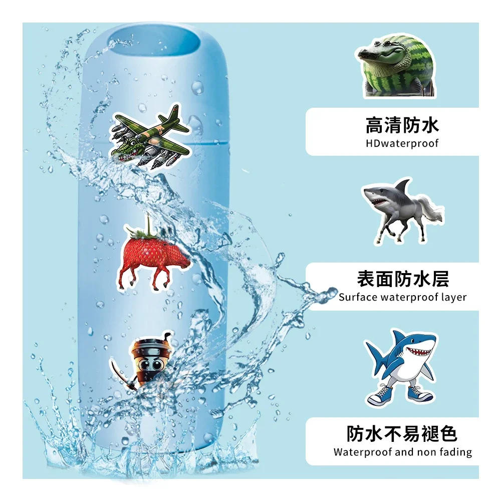 สติกเกอร์ลายสัตว์นามธรรม 10/50 ชิ้น ลาย Tung Tung Sahur สไตล์อิตาเลียน ลายการ์ตูนสัตว์ สำหรับตกแต่งกระเป๋าเดินทาง โทรศัพท์ แก้วน้ำ กีตาร์ ของเล่นเด็ก