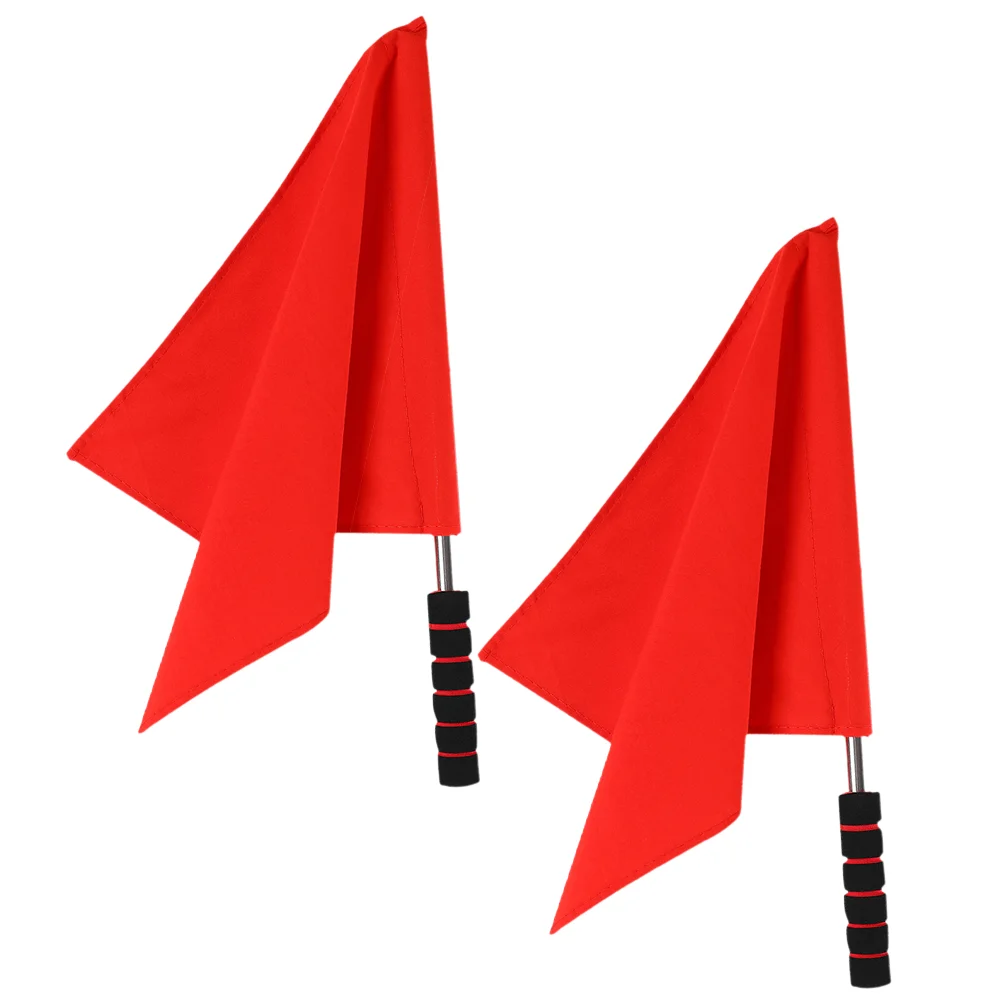 2Pcs Starting Flags Hand Traffic Handle Corner Flags for Referees Competition Field Flag Football Soccer Fabric Metal
