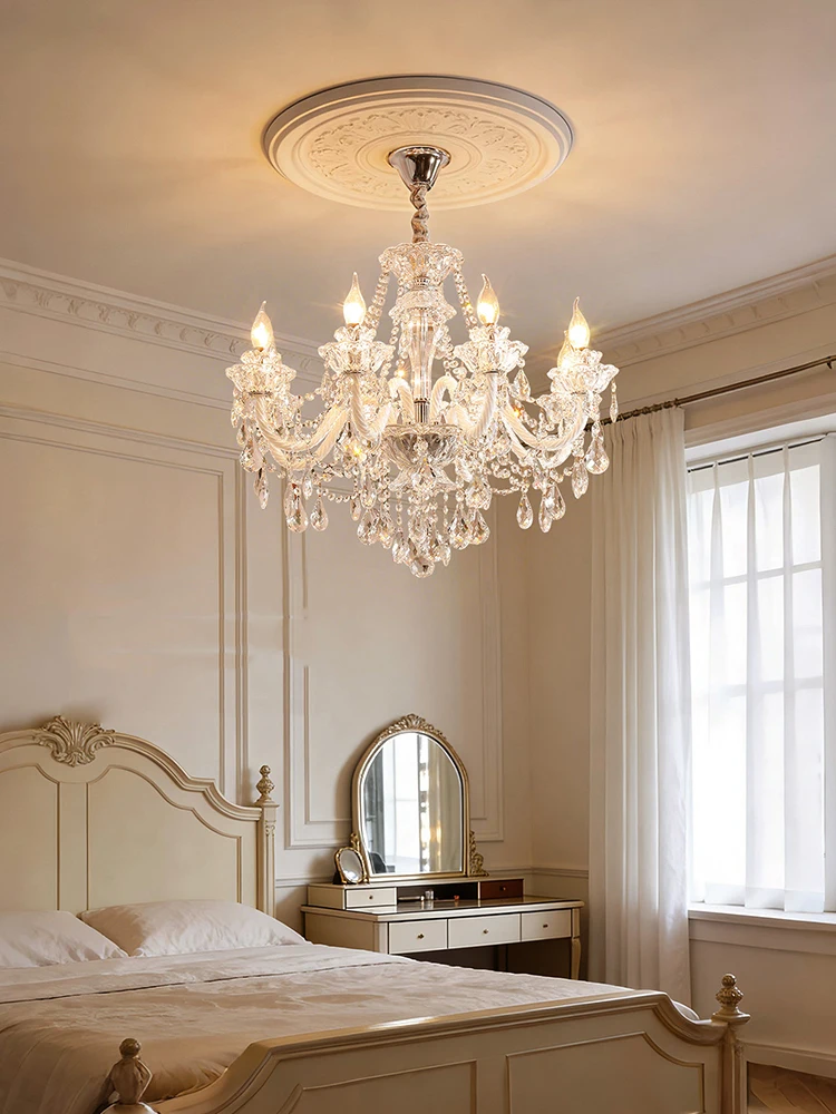 2026 Modern K9 Transparent Crystal Chandelier, Luxury Clear Crystal Pendant Glass Light Fixture Vintage Ceiling Hanging Lamp