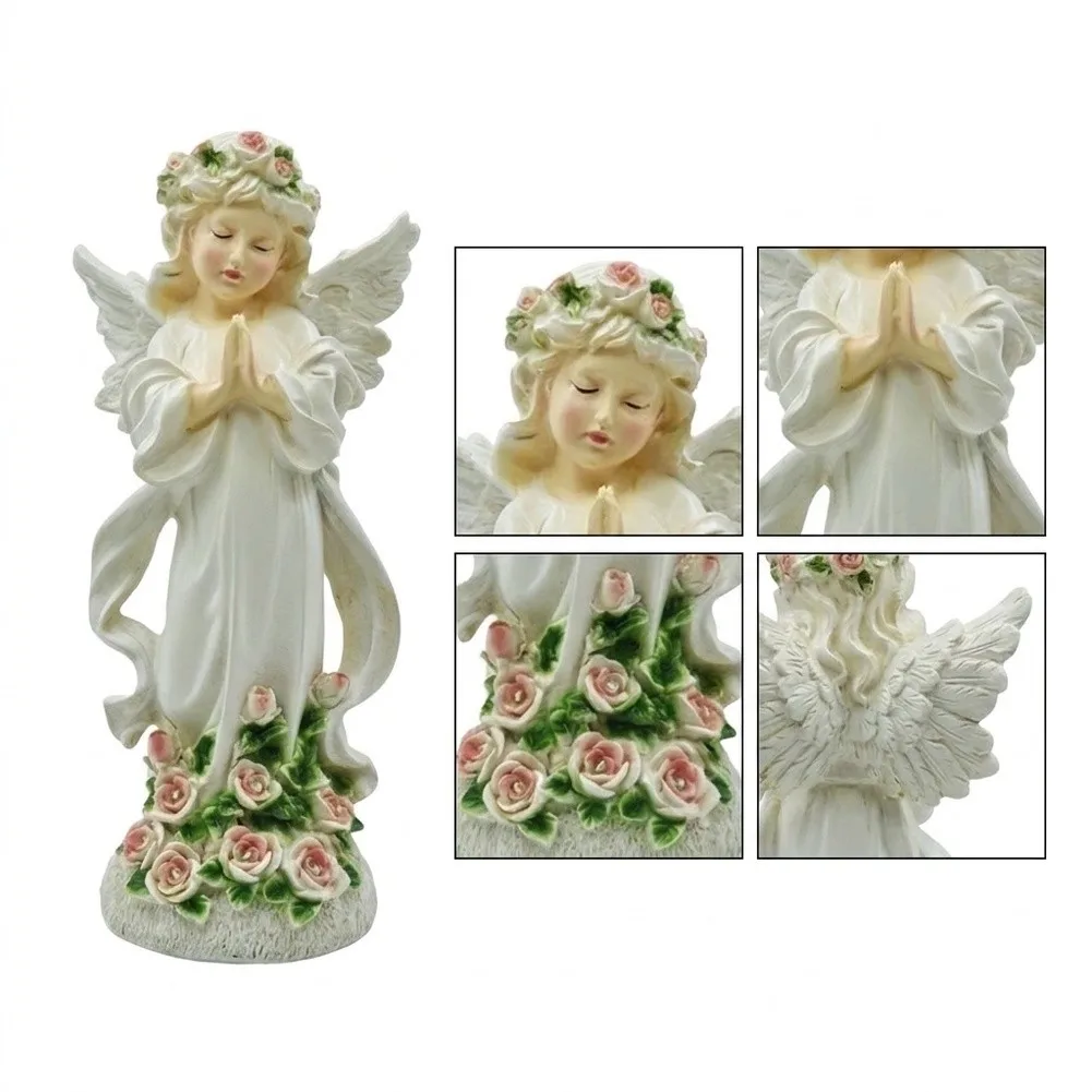 for LED for Solar Angel Lamp Outdoor Garden for Light Resin Construction 30.5 cm x 11 cm White for Patios Yards and Pathways
