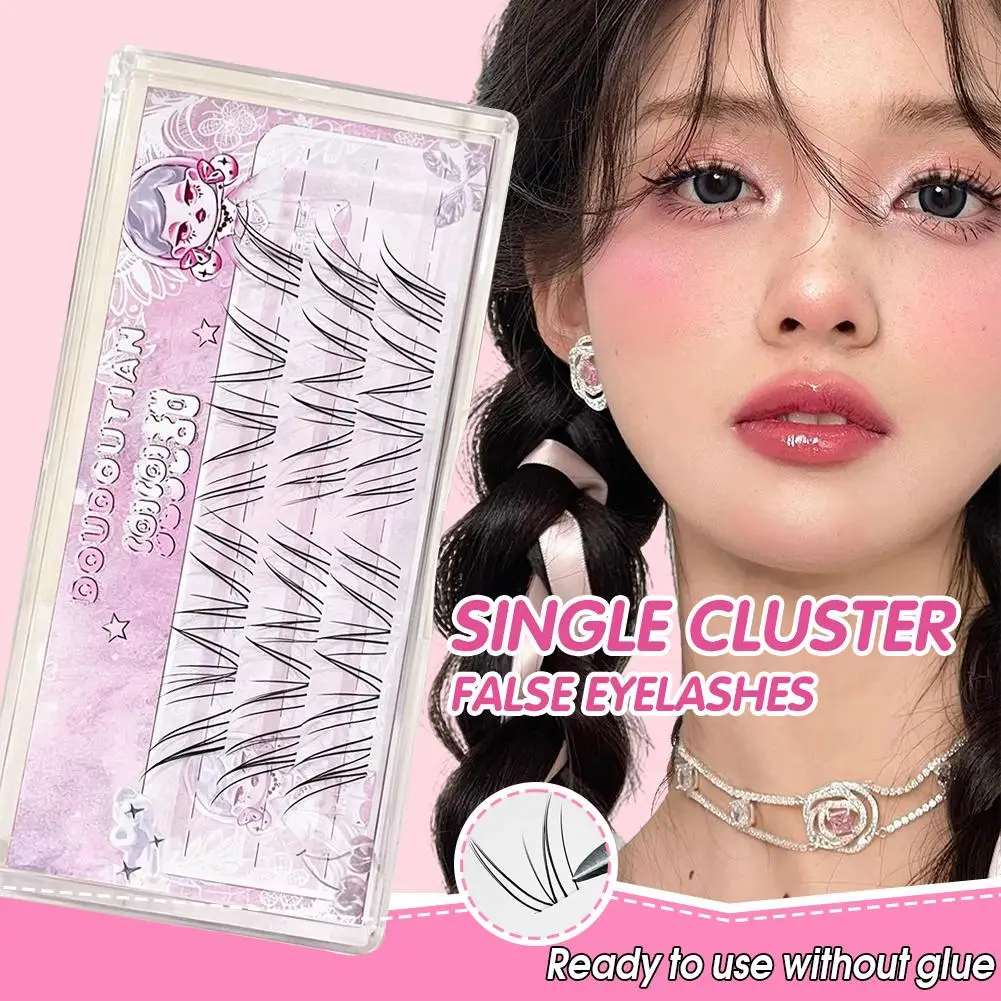 7-12mm Natural False Eyelashes C-Curl Air Transparent Individual Cluster Shaped Band Extension V Lash Soft Lashes J2S0