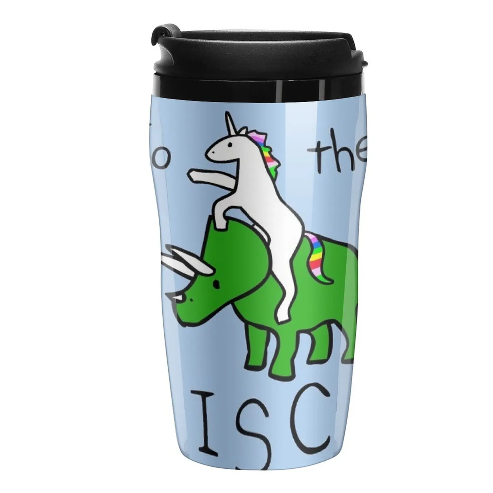 New To The Disco (Unicorn Riding Triceratops) Travel Coffee Mug Cups For Cafe Thermos Coffee Espresso Mug