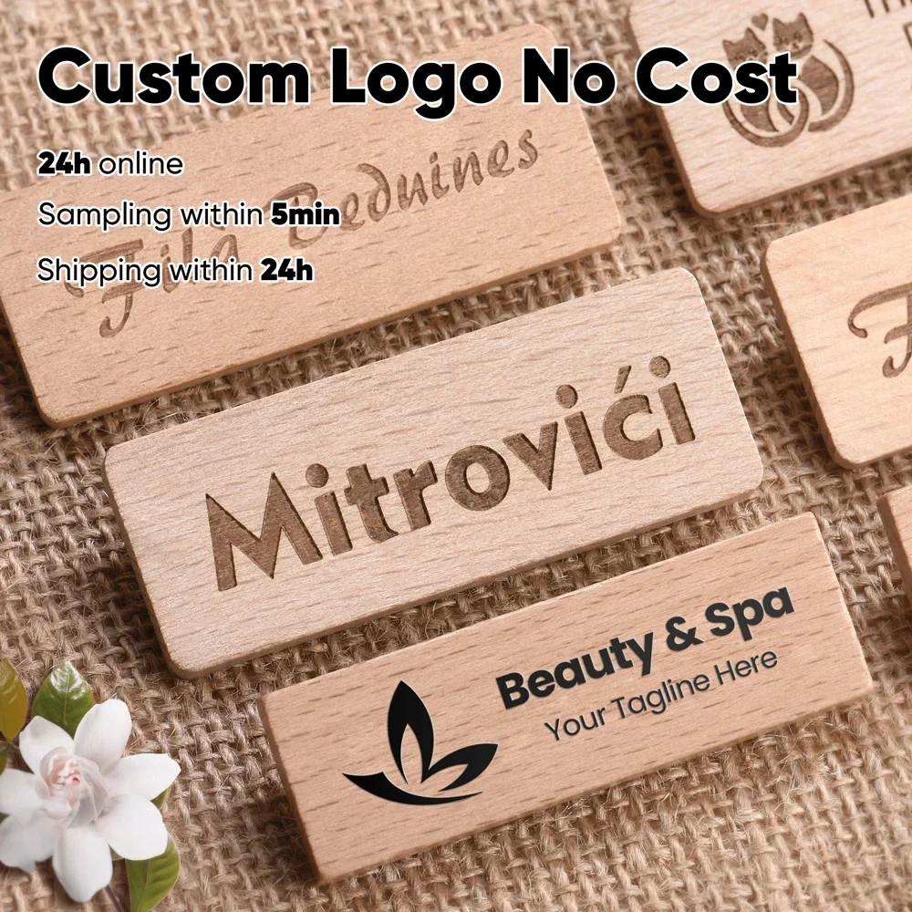 60*20 مللي متر تخصيص مجاني لتقوم بها بنفسك لوحة اسم خشبية محفورة عنوان النص شعار دبوس حامل اسم علامة الخشب لوحة معرف الأعمال اسم شارات