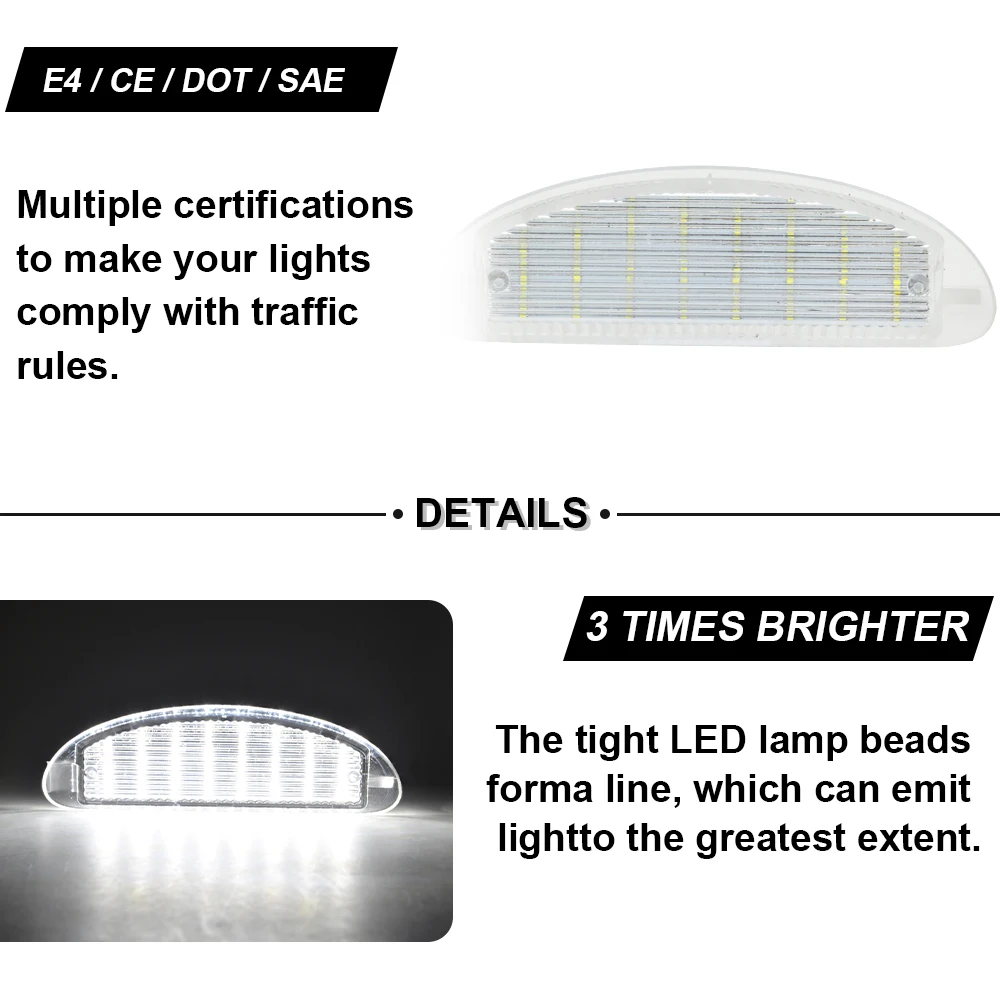 LED License Plate Light para Renault Clio 2, alto brilho, número de luzes da placa, nenhum erro, fácil instalação, 12V, 1Pc