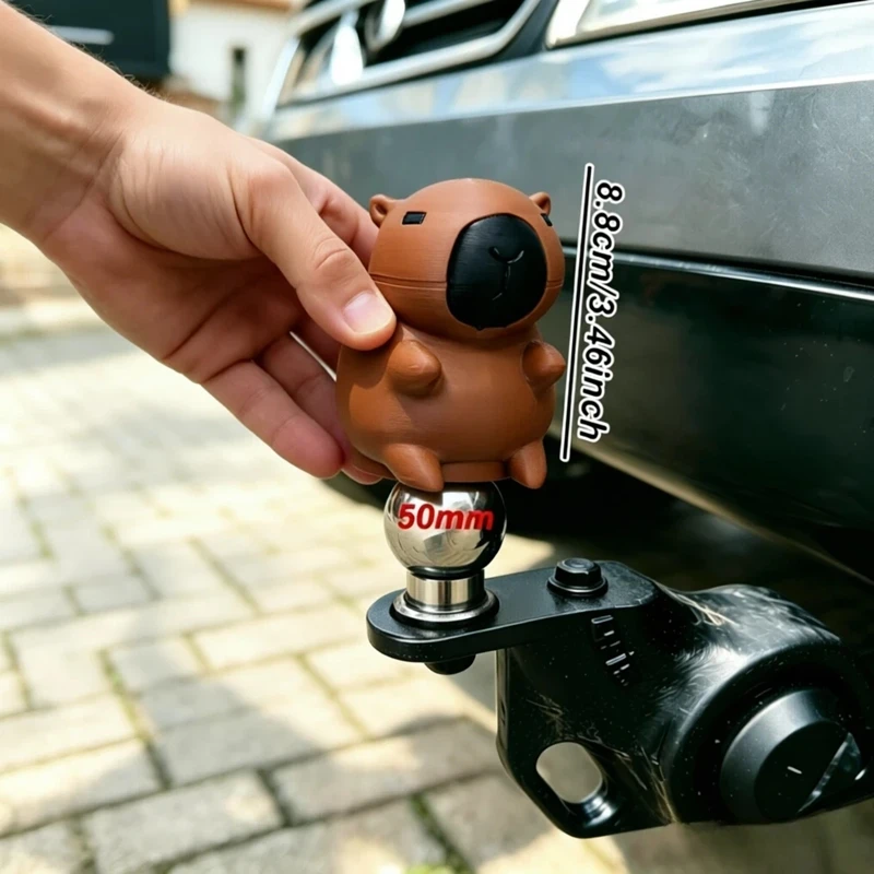 3D Cartoon Capybara Tow Bar Ball Cover 50MM Trailer Hitch Ball Protective Cap Funny Animal Trailer Towball Dust Cover Car Decor