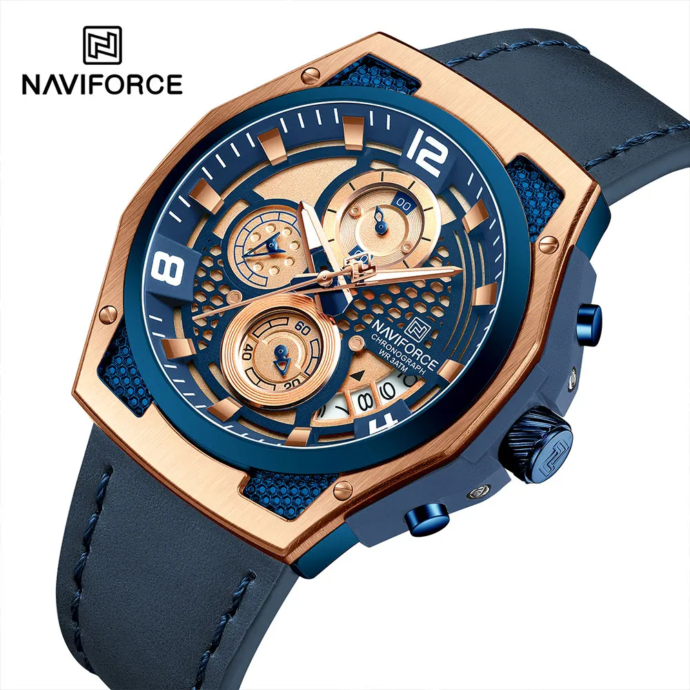 

NAVIFORCE Men Watch New Luxury Waterproof Luminous Military Sport Wristwatch Quartz Genuine Leather Watches Relogio Masculino