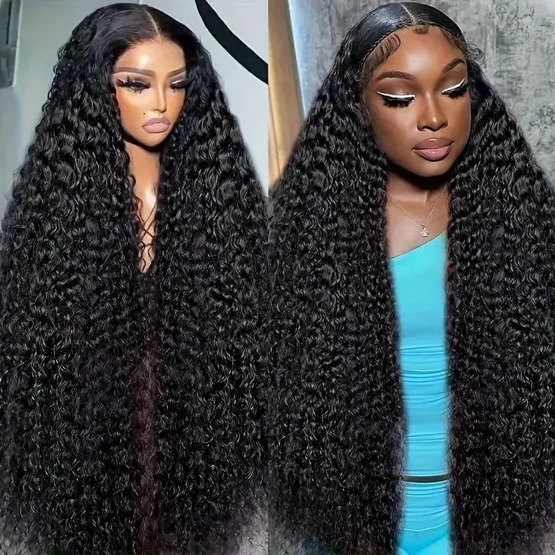 13x6 Deep Wave Hd Lace Frontal Wig 40 Inch 360 Full Curly Lace Front Wig 5x5 Closure Glueless Wig Human Hair Ready to Wear