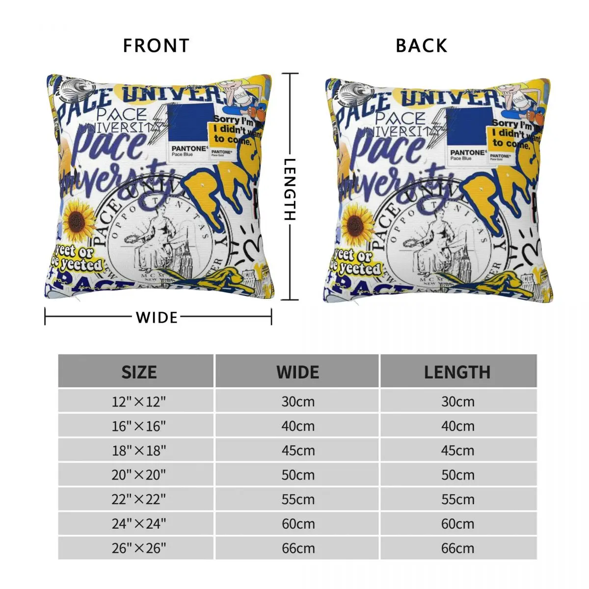 Pace University Collage Square Pillowcase Polyester Linen Velvet Printed Zip Decor Throw Pillow Case Home Cushion Cover 45x45