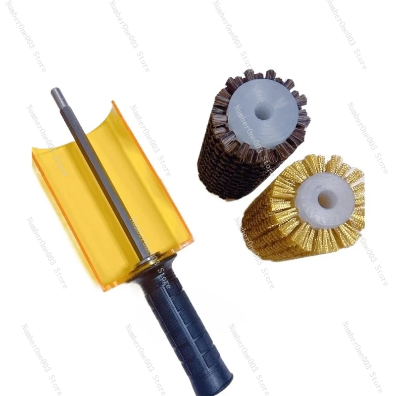 

Ski Waxing Brush Set Copper Nylon Horsehair Roller Ski Maintenance Tool 150mm
