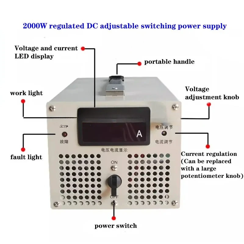 2000W regulated DC adjustable switching power supply, 1-15V, 1-60V, 2-110V, 6-600V adjustable