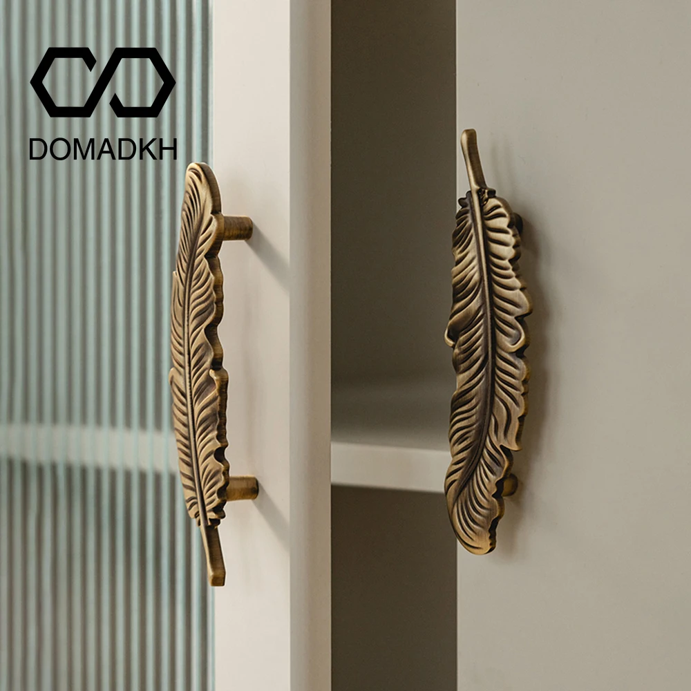

Feather Brass Cabinet Door Handles Leaf Drawer Pulls Sideboard Pulls Home Decor Dresser Knobs Kitchen Handles Furniture Hardware