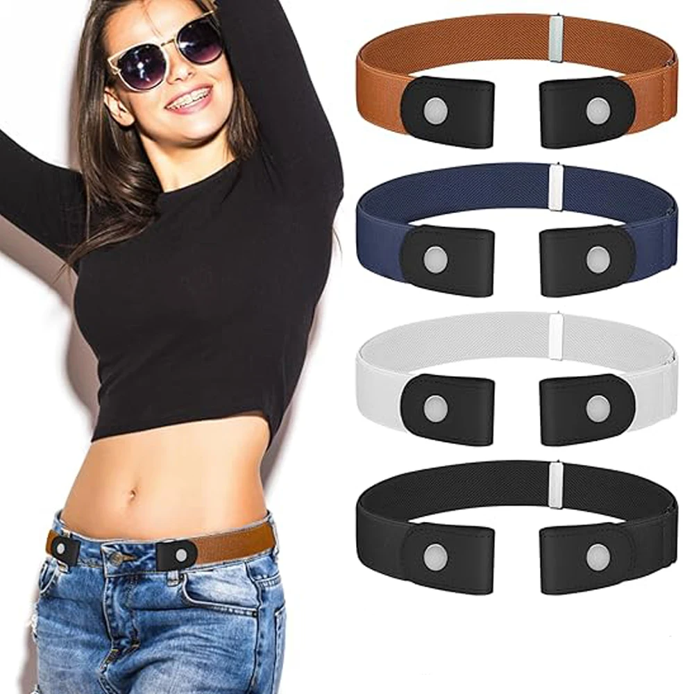 1PC No Buckle Stretch Belt Adjustable Unisex Belt Invisible Elastic Belt Waist Belt for Men Women Jeans Pants Skirts Dresses