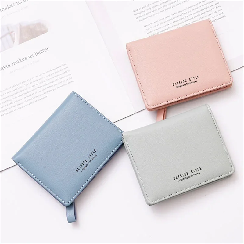 Soft Leather Women's Purse Portable Short Storage Zipper Coin Bag Large Capacity Thin Wallet Short Two Fold Money Bag Cartera