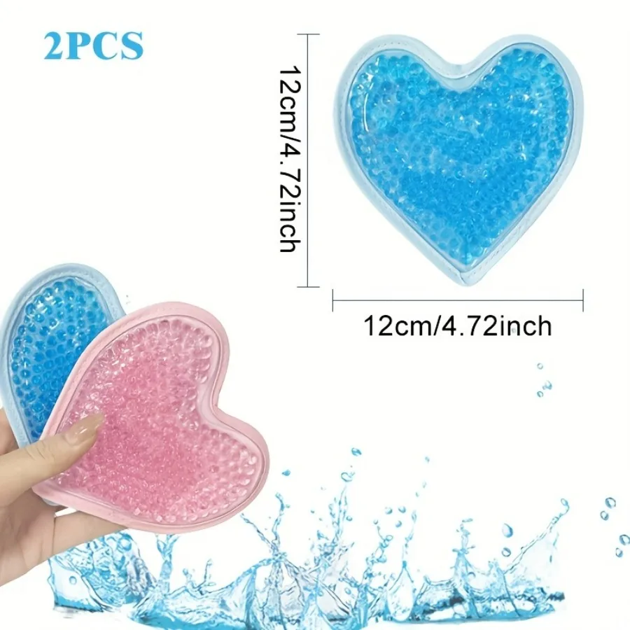 2Pcs Reusable Love Shape Ice Pack, Plush Hot Cold Compress for Eyes Face, Cooling & Warming Soothing Beauty Tool, Home Travel