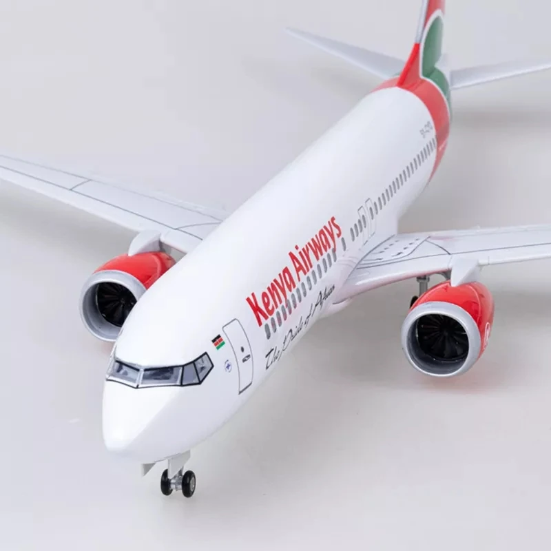 

47cm Aeroplane B737 Airplanes Max Kenya Airways 737 1:85 Scale Model Souvenir with LED Light and Base Diecast Resin Plane Gift