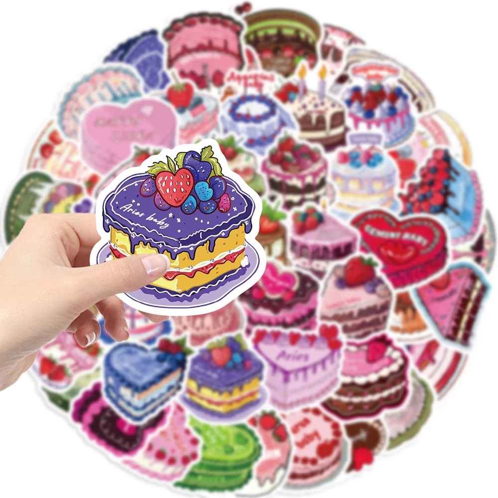 50pcs Cute Cake Zodiac Cartoon Aesthetic Stickers Decoration DIY Laptop Suitcase Notebook Stationery Sticker for Kids Toy﻿