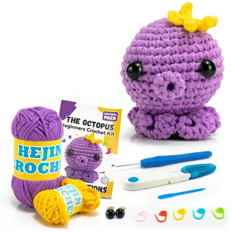 Crochet Starter Kit Beginners Crochet Kit With Knitting Yarn Needles Plush Doll Easy For Includes Enough Yarn Hooks