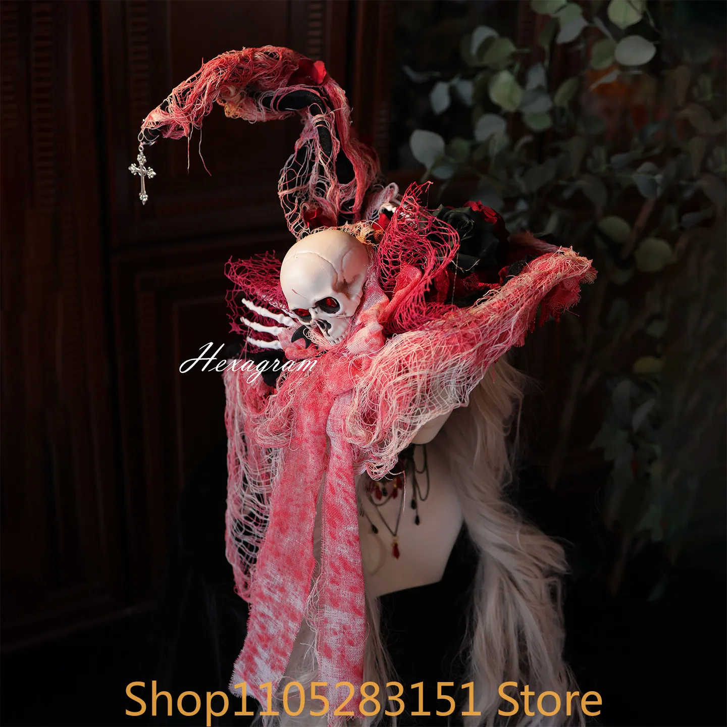 Halloween costume party Lolita Skeleton Dark Gothic Style Witch's hat  Design wizard hat props Women Halloween Gift Cosplay