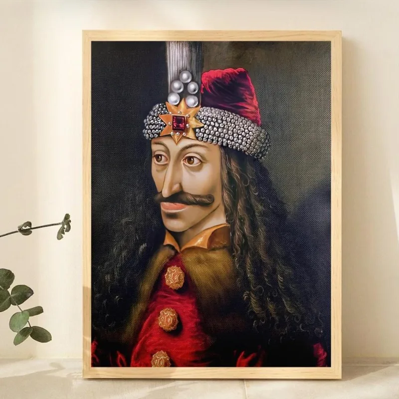 

Count Dracula Portrait Canvas Poster: Gothic Horror Art, Nordic Style, Realistic Portraiture, Home Decor, Wall Art, Unframed