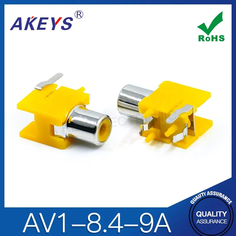AV same core socket RCA seat single hole three pin side plug yellow audio video seat Lotus seat AV1-8.4-9A