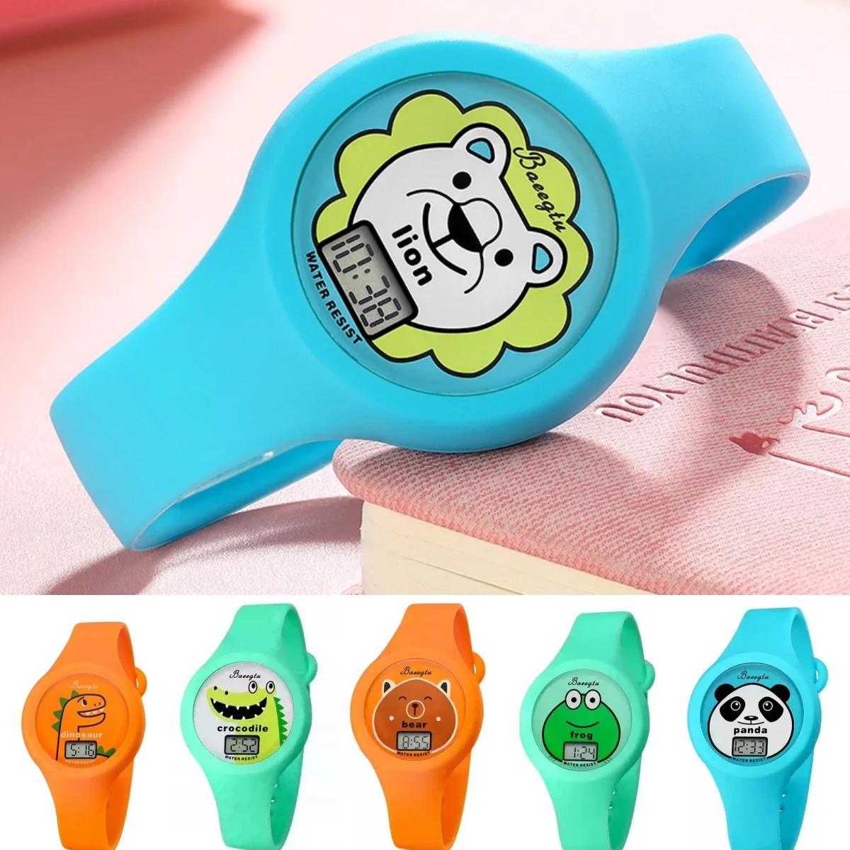 

Children's Cartoon Little Dinosaur Crocodile Waterproof Silicone Bracelet Girl Boy Watch Children's Cute Electronic Watches Gift