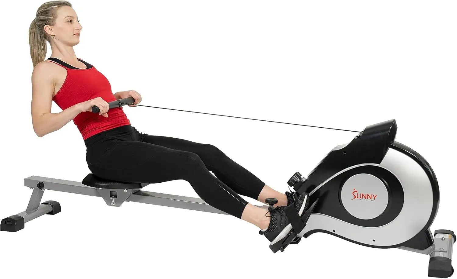 Fitness Magnetic Rowing Machine with Extended Slide Rail, Full-Body Workout, Low-Impact, Optional Premium Water M