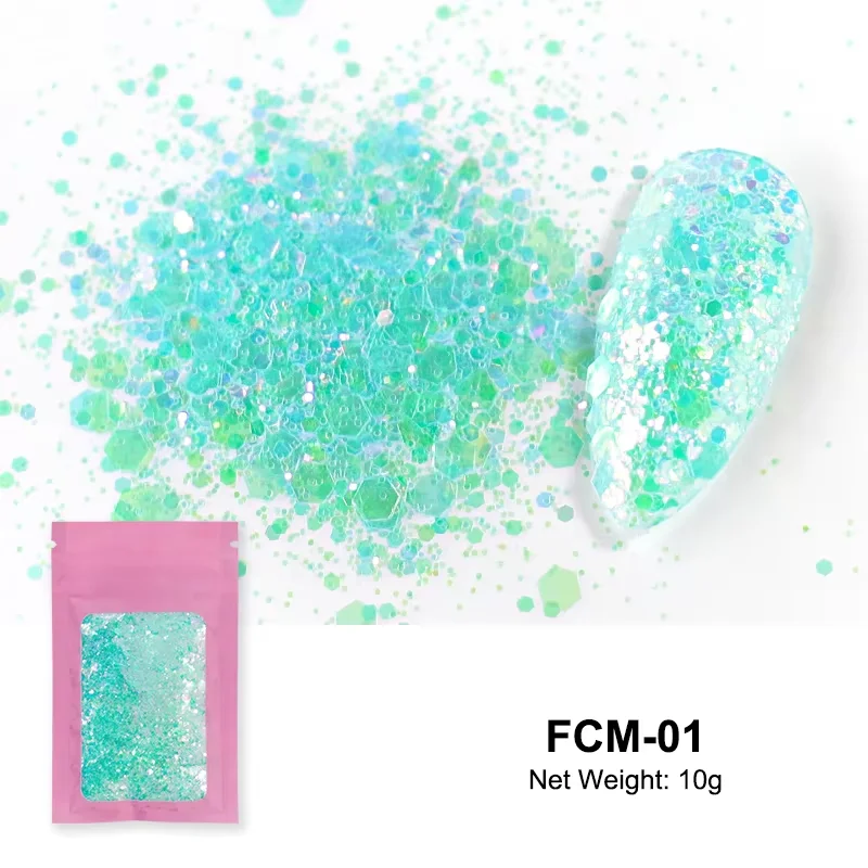 Glänzendes Zucker-Nagelglitzerpulver Candy-Coat-Effekt Weiß Schwarz Transparent Pigmentstaub Nagelkunst-Dekorationen DIY – Detail 8