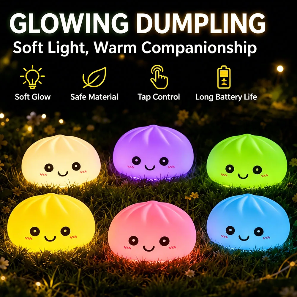 2027 Trendy Glowing Dumpling Steamer Box Luminous Desktop Ornament Surprise Party Favor Goodie Bag Stuffer Novelty Prop Gift view 2
