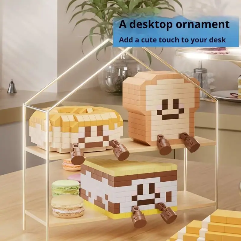Building Blocks Simulated Food Bread Dessert Cake Bricks Creative Small Particle Assembly Ornament Fun Desktop Decor Trendy Mini