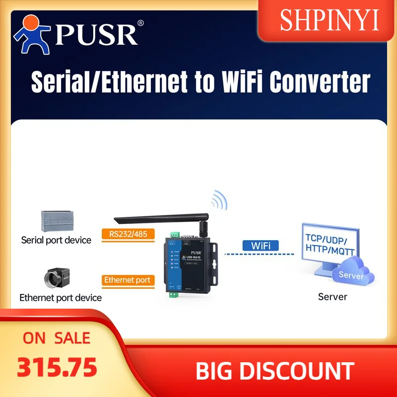 

Преобразователь PUSR RS485 RS232 в Wi-Fi с ПРОТОКЛАМИ TCP/UDP/MQTT/HTTP/TLS USR-W610 (версия Qualcomm)