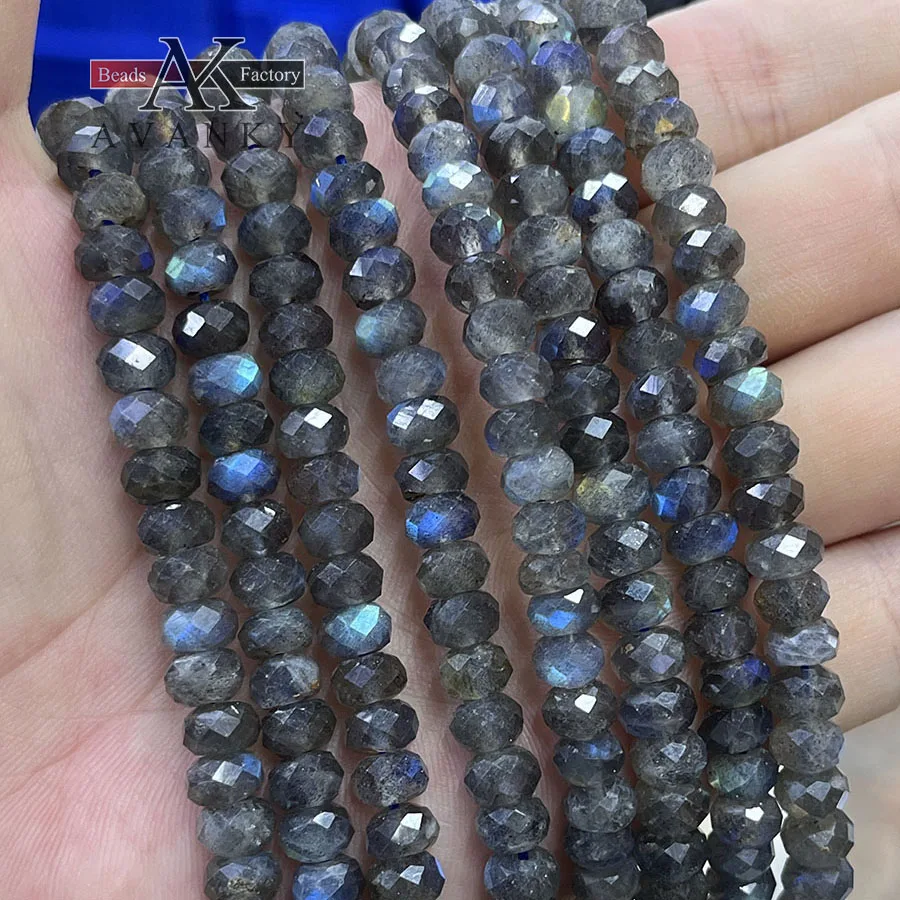 

4x6mm Natural Labradorite Faceted Disc Bead Small Section Loose Beads for Jewelry Making DIY Necklace Bracelet 15''