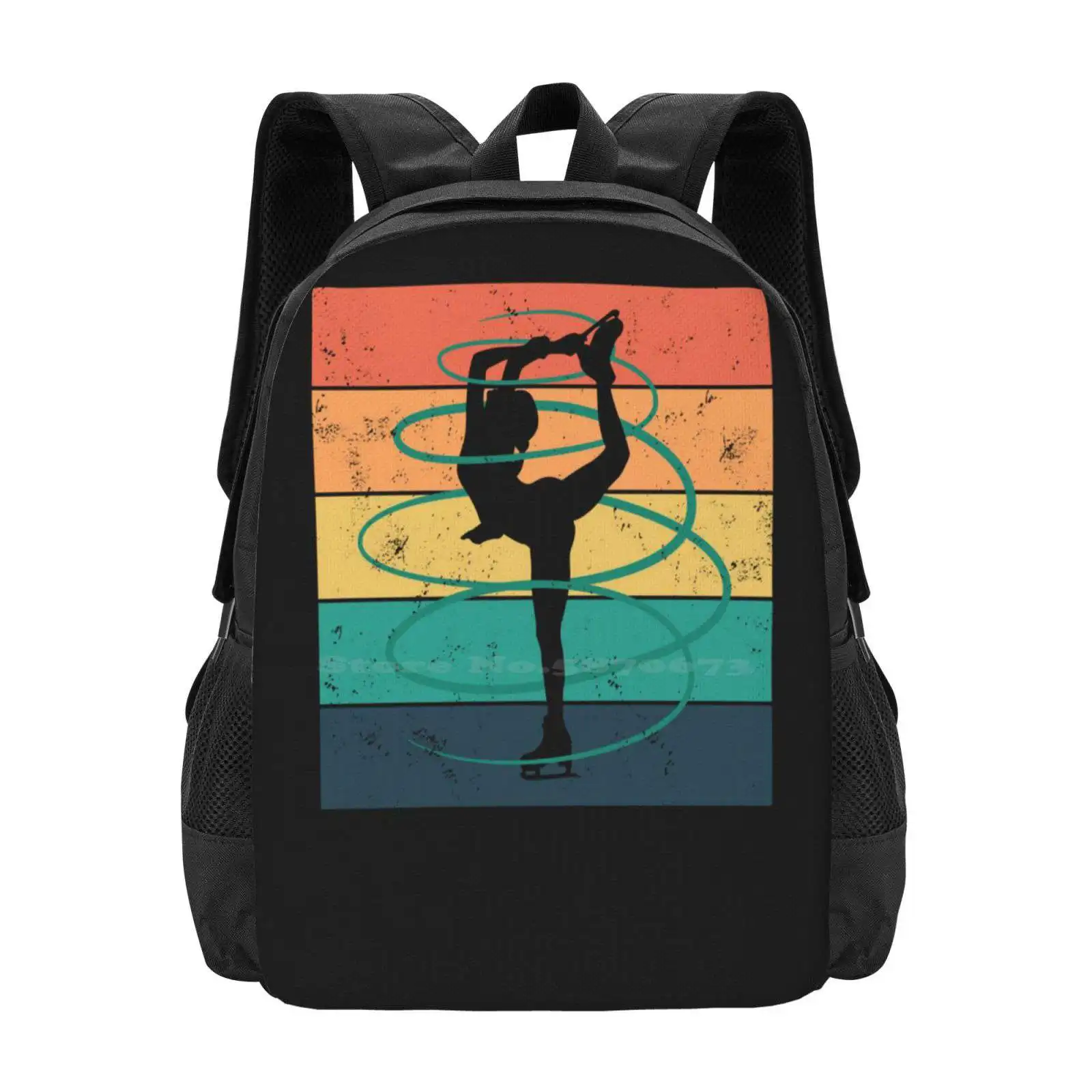 Funny Retro Figure Skating Ice Skating Hot Sale Schoolbag Backpack Fashion Bags Skating Figure Funny Ice Designs Retro Perfect