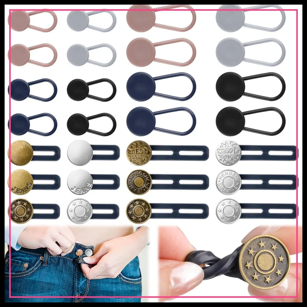 

28 Pcs Button Extenders for Jeans & Pants, No Sewing Waistband Extenders 1-1.8 Inches, Women's & Men's Accessories