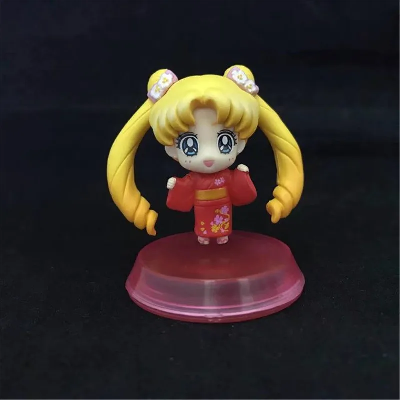 Anime Pretty Guardian Sailor Moon Tsukino Usagi Sailor Mars Mercury Jupiter Venus Kimono Ver. PVC Action Figure Model Toys Doll