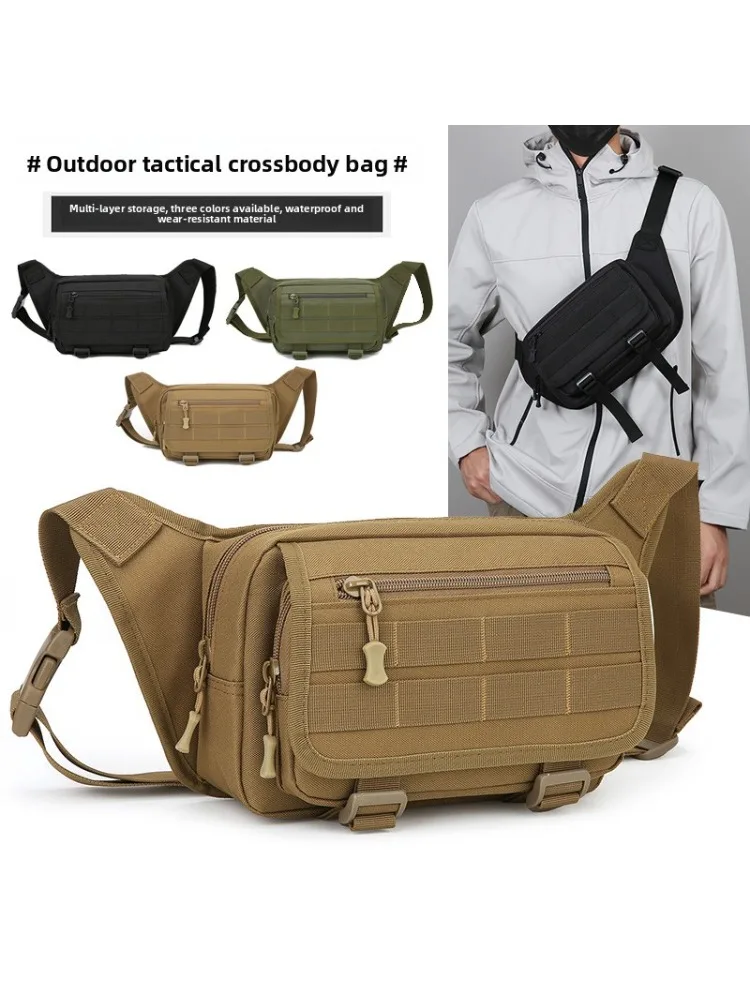 AliExpress NONE Men's Tactical Fanny Pack Nylon Waist Bag Large Capacity Waterproof Hiking Sports Crossbody Shoulder Bag for Cycling Travel