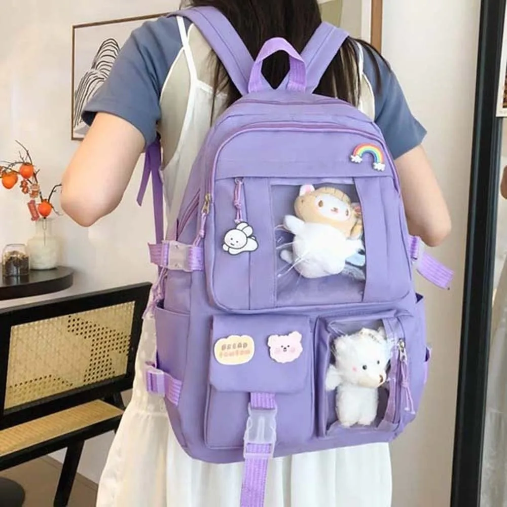 

Solid Color Nylon Ita Backpack Dust-proof Durable Students School Bag Scratch Prevention with Large Capacity Daypack for Gift