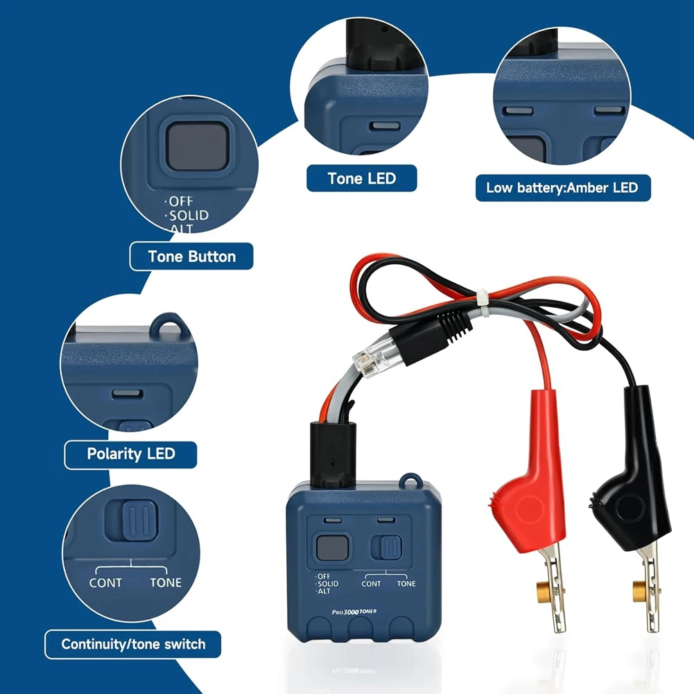 Pro 3000 Tone Generator And Probe Kit With Wire Tracer, Cable Stripper, And Handheld Telephone Line Finder