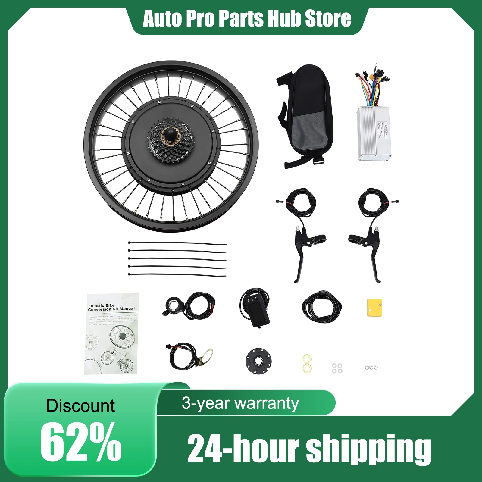 1000 W 48 V E-Fiets Hub Motor Tool, 20 Inch Fat Tire, Elektrische Fiets Achterwiel Hub Motor Conversie Kit, met PAS & LCD Display