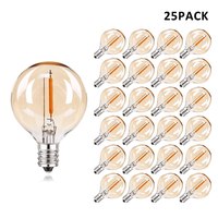 25PCS Vintage LED Filament Light Bulb E12 G40 1W Amber Glass Equvalent 10W Incandescent Edison Led String Light Replacement Bulb