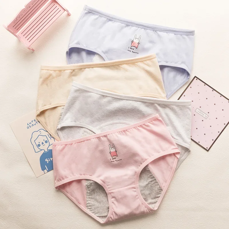 Cute Cartoon Menstrual Girls Period Underwear Leak Proof Panties Menstrual Panties for Teenager Leakproof Physiological Panties