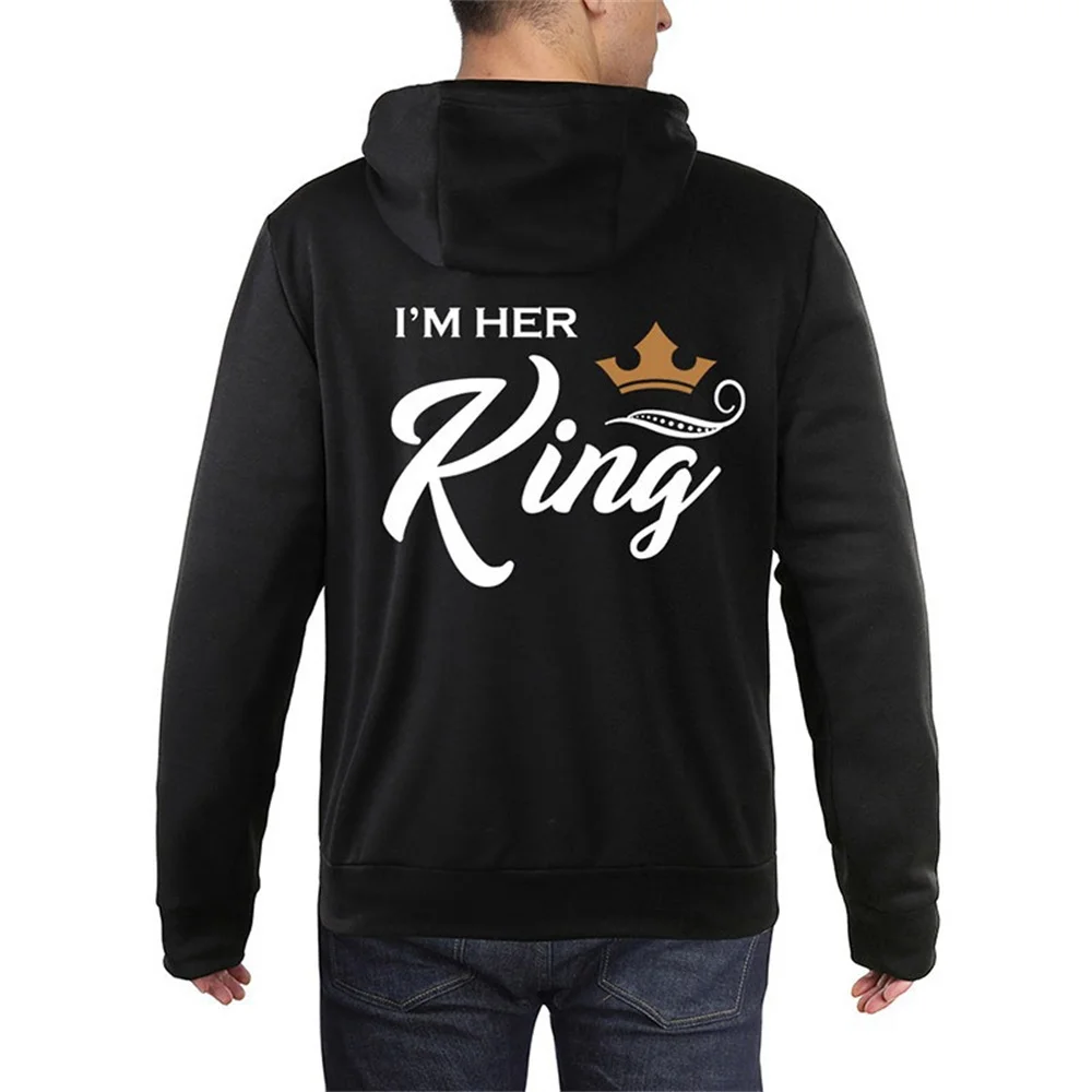 Queen King printed hoodie jacket for couples, 100% cotton plus size short sleeved T-shirt O-Neck Casual Summer Long