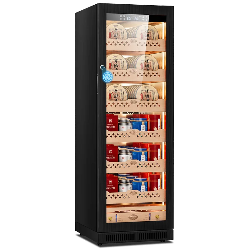 Gabinete para Té -188C2 con Temperatura y Humedad Constantes, Inteligente, con WiFi, Limpieza con Amoníaco, Acero Inoxidable, Madera de Haya