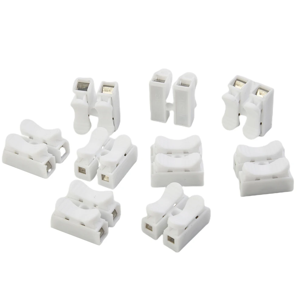 100pcs 10A 220V 2 Pin Push Quick Wire Cable Connector Kit White Wiring Terminal 0.3-2.5mm2 0.3-1.5mm2 Electrical Equipment