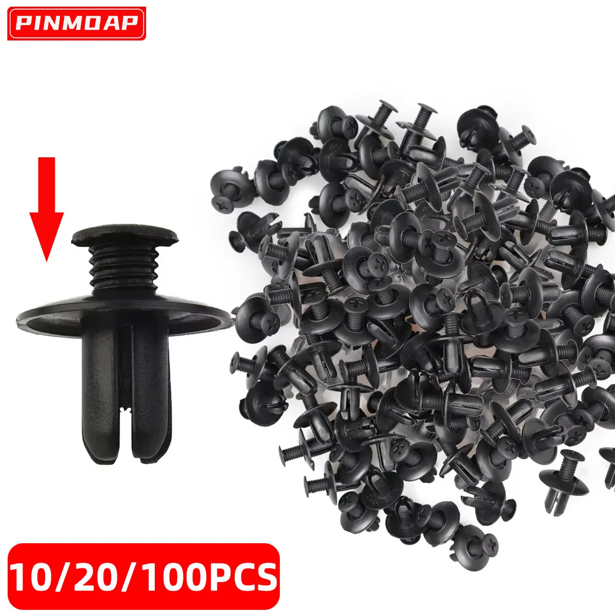PINMOAP Automotive Card Fastener 8mm Nylon Material Buckle General Motors Bumper Fender Black Rivet Fastener Automotive Parts