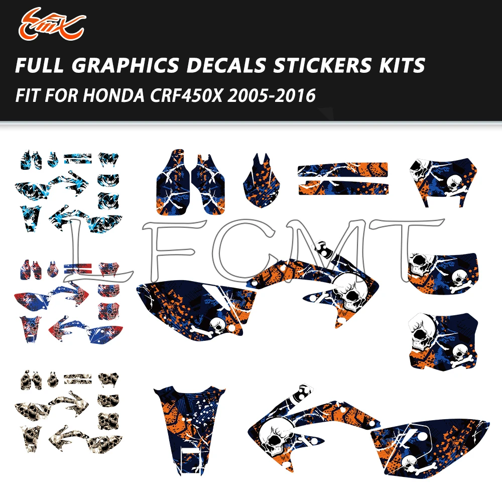

Fit for Honda CRF450X CRF450 CRF 450X 450 X 2005 2006 2007 2008-2016 Motorcycle Graphics Background Decals Sticker Kit