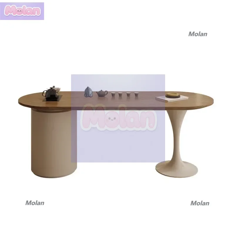 

Cream wind solid wood tea table full set of household small apartment log small tea table integrated bedroom balcony creative te