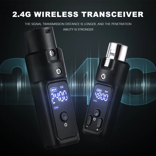 Imagen 2 del producto Transmisor y receptor Xlr inalámbrico con micrófono de 2,4G, batería recargable de gran capacidad para transceptor de guitarra con micrófono condensador de 48V