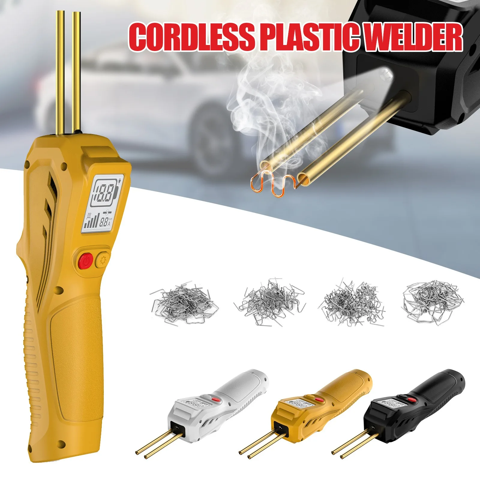 

5000mAh USB Rechargeable Plastic Welder Tool with 200PCS Hot Stapler for Car Bumper Repair Plastic Welding Crack Sealing