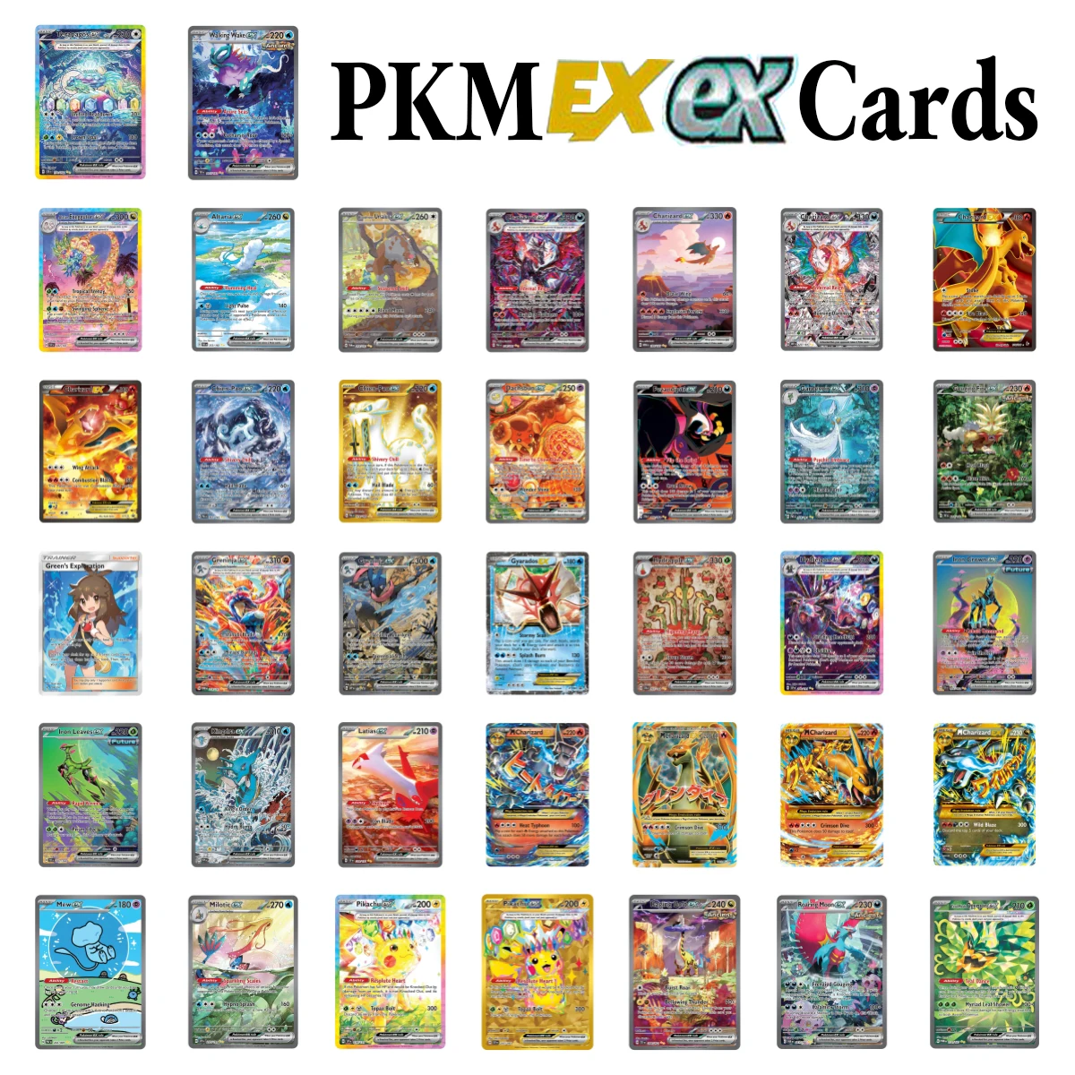 

PKM Ex Cards Holographic M Charizard-EX/Mew /Greninja/Pikachu/Charizard/Latias/Milotic/V Rare Collection Battle Cards Toys Gifts